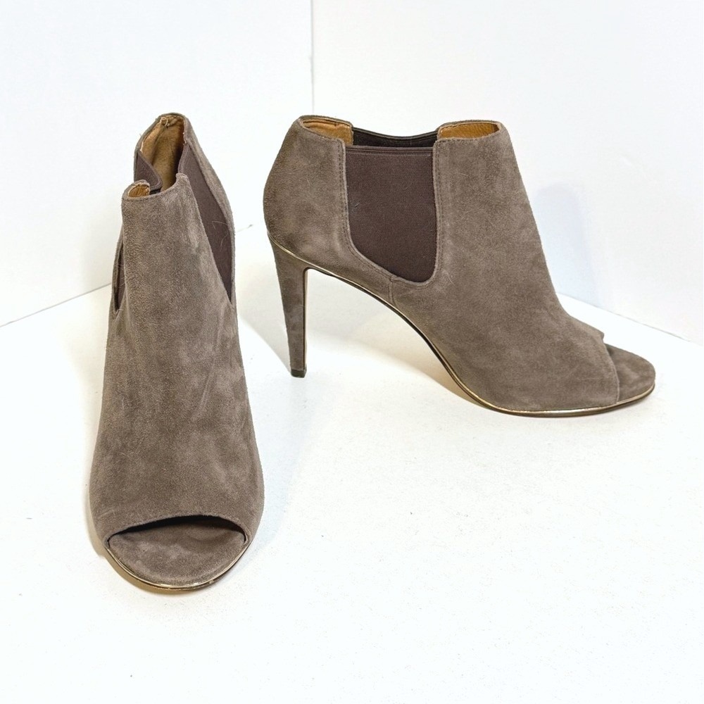 Coach Adrianna Taupe‎ Suede Peep Toe Stiletto Ankle Booties 9B